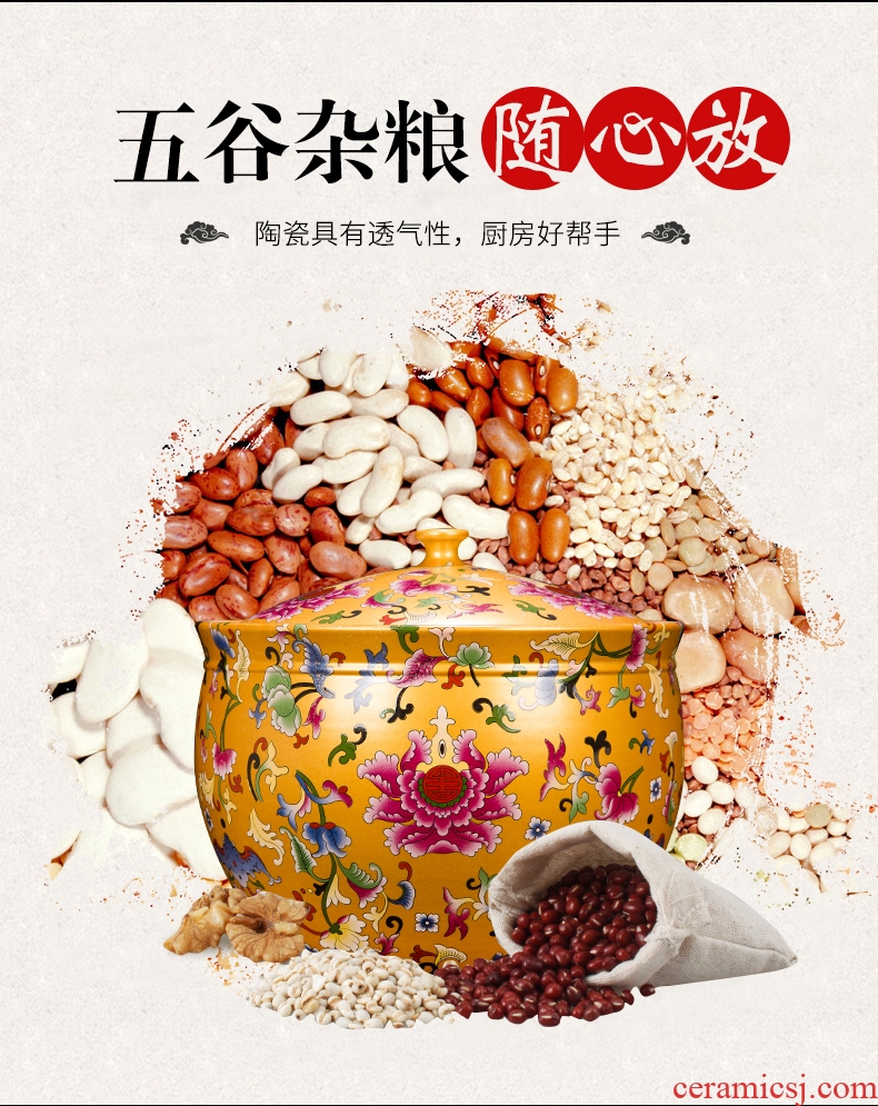 Archaize of jingdezhen ceramics storage tank cylinder barrel caddy nuts cylinder 5 jins of 10 jins 20 jins furnishing articles