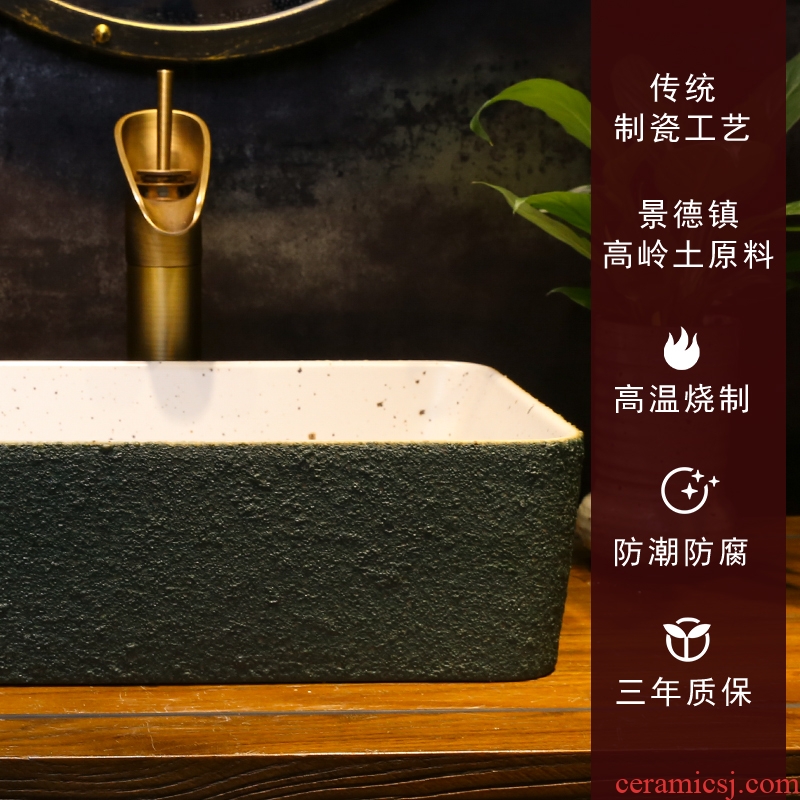 The trumpet stage basin of Chinese style restoring ancient ways on the ceramic lavabo rectangular basin bathroom art basin