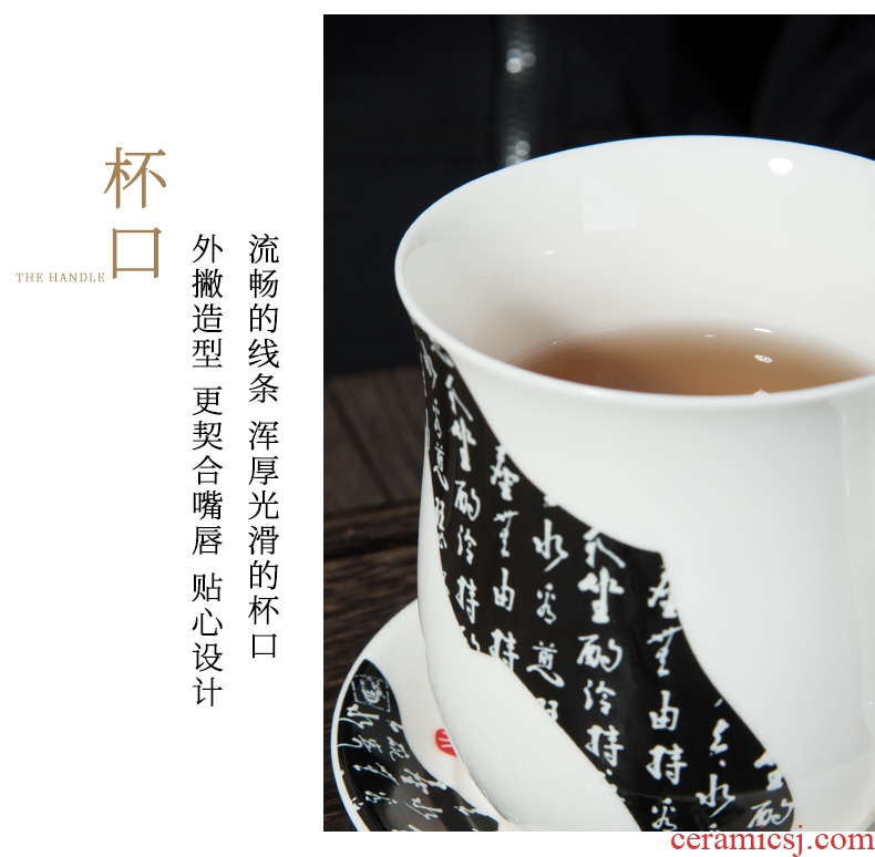 Jingdezhen ceramic cups with cover office hand-painted bone China cup of conference room tea cup home four cups