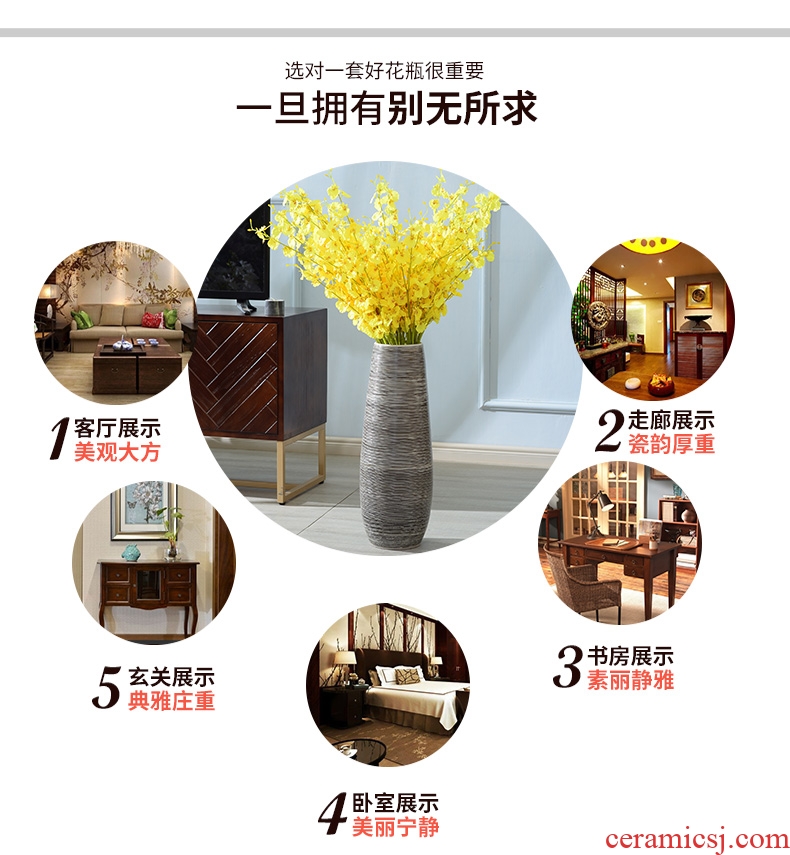Hand made new Chinese vase furnishing articles sitting room zen black ceramic landing big character flower arranging flowers is restoring ancient ways