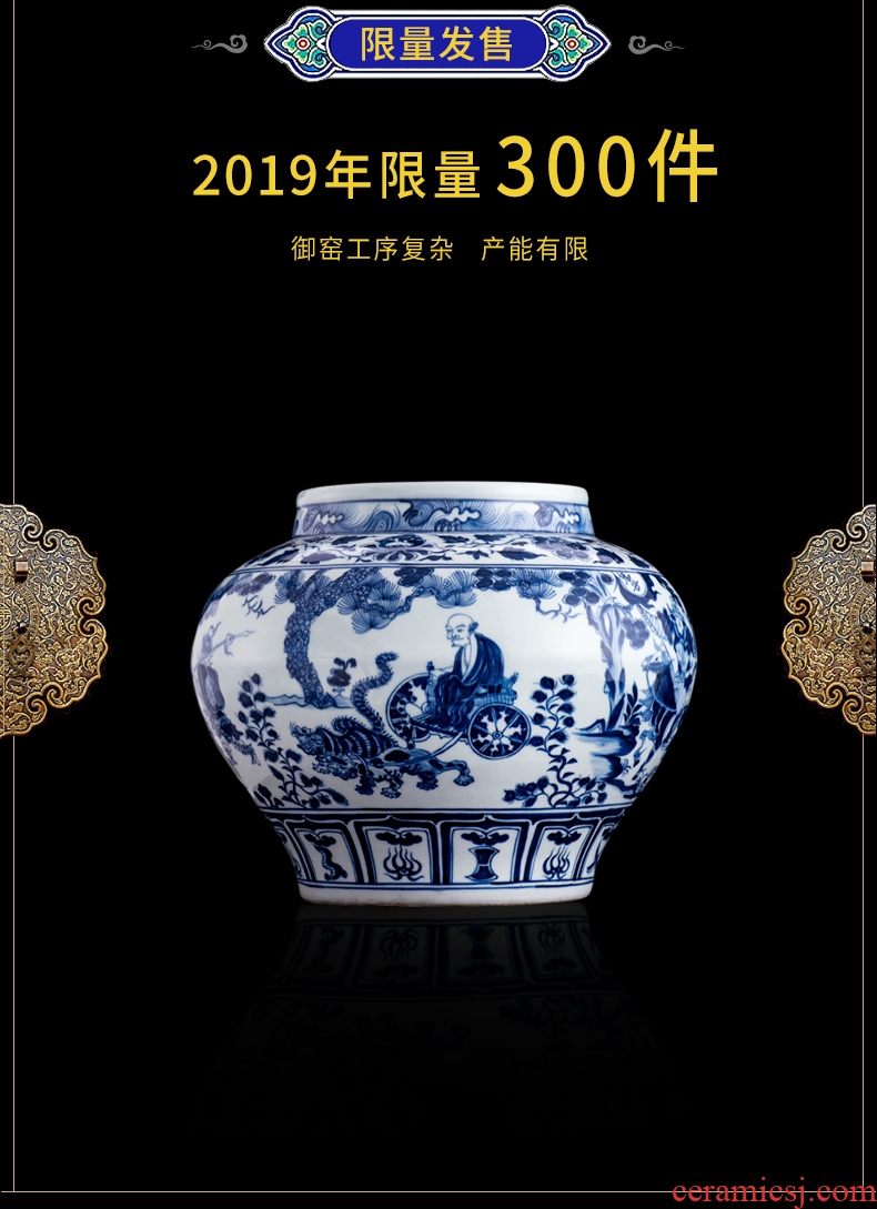 Better sealed kiln jingdezhen ceramic guiguzi down large Chinese blue and white porcelain is general furnishing articles can rich ancient frame porcelain