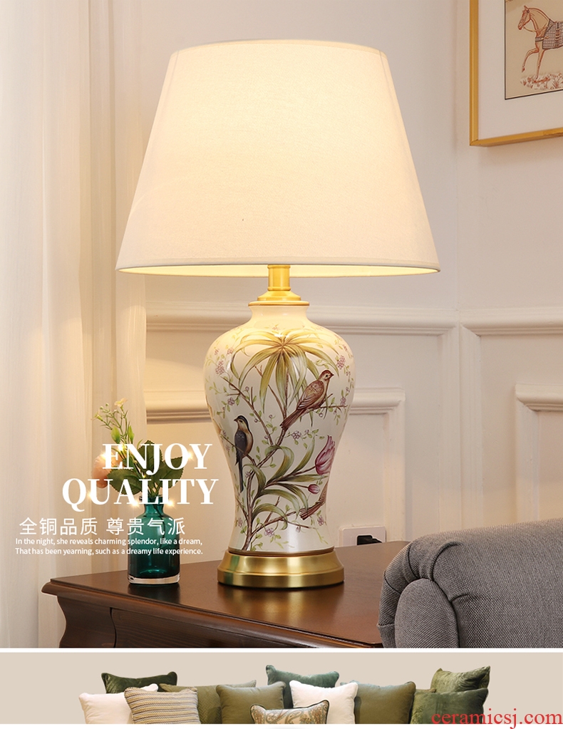 Desk lamp of bedroom the head of a bed lamp, contemporary and contracted creative new Chinese style living room warm and romantic home adjustable light ceramic lamp