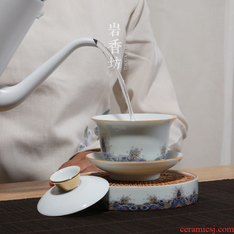 YanXiang fang porcelain enamel painted the cane makes up pot bearing pallet storage dry tea for the teapot