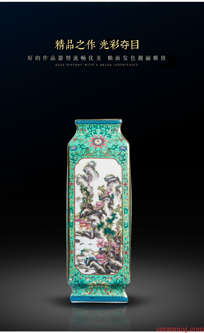 Jingdezhen ceramics imitation antique enamel vase imitation qing three generations of decorative square bottle qianlong furnishing articles