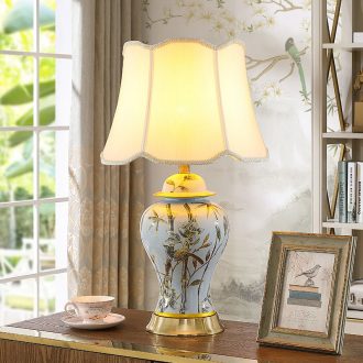 American general contracted sitting room cans ceramic desk lamp new Chinese style classical jingdezhen bedroom berth lamp study hand-painted
