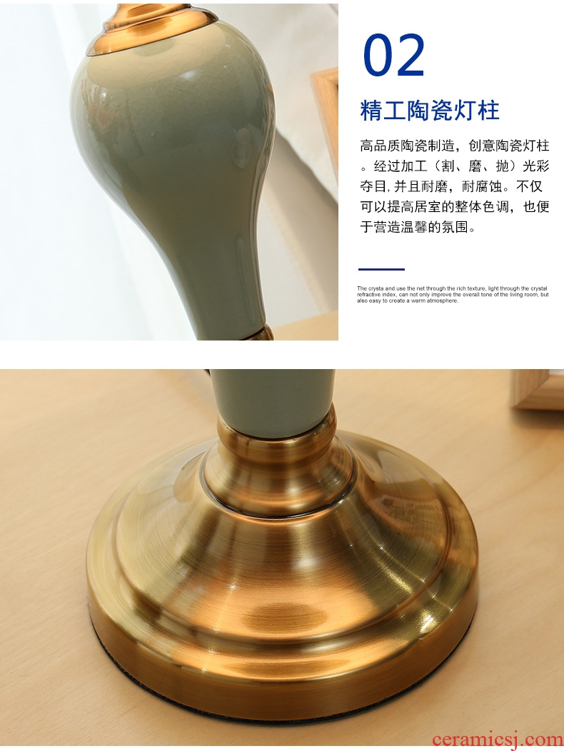 American ceramic lamp of bedroom the head of a bed lamp contracted and contemporary creative personality fashion warm light sweet romance marriage room