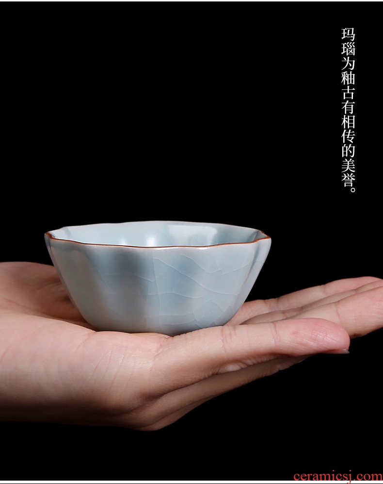 Tea seed ru kiln owners are glass ceramic manual Mosaic whitebait kung fu tea cups one small tea light cup opening