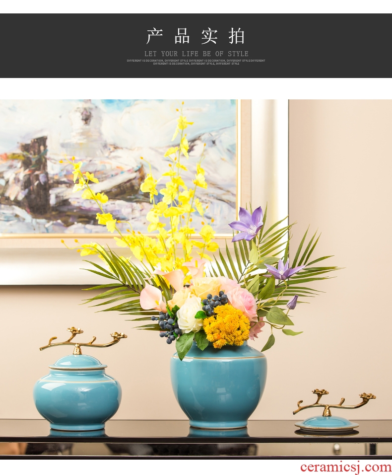 European ceramic vase porch place new Chinese style household dry flower show home flower arranging soft adornment the living room