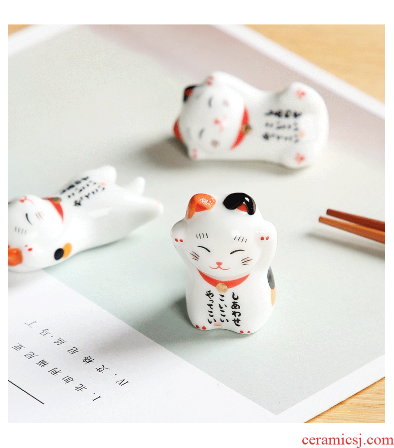 Japanese chopsticks rack and wind plutus cat ceramics creative personality cute kitten chopsticks household tableware chopsticks pillow