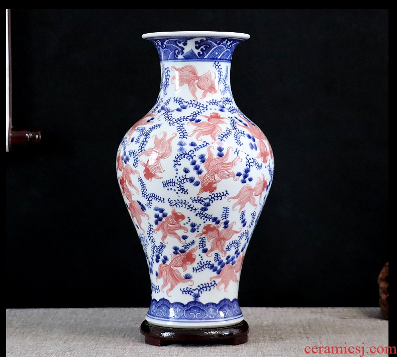 Youligong of blue and white porcelain vase furnishing articles flower arranging archaize sitting room adornment handicraft of jingdezhen ceramics general tank