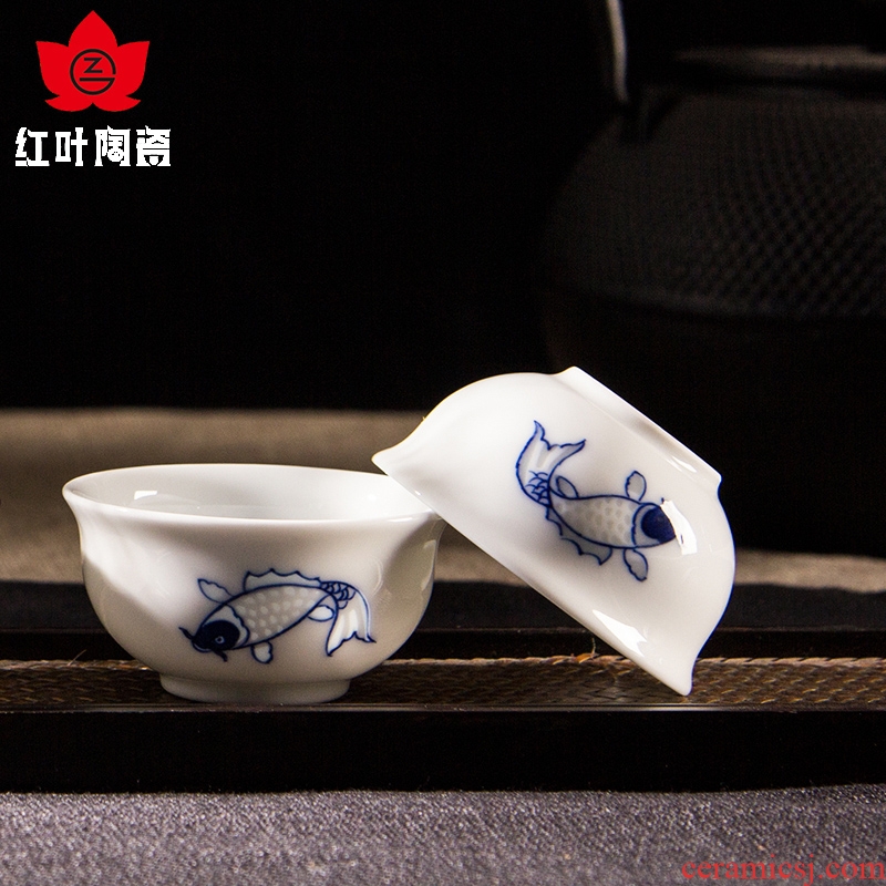 Red leaves jingdezhen ceramic cups suit household ceramic tea set of a complete set of kung fu hand-painted porcelain gifts the teapot