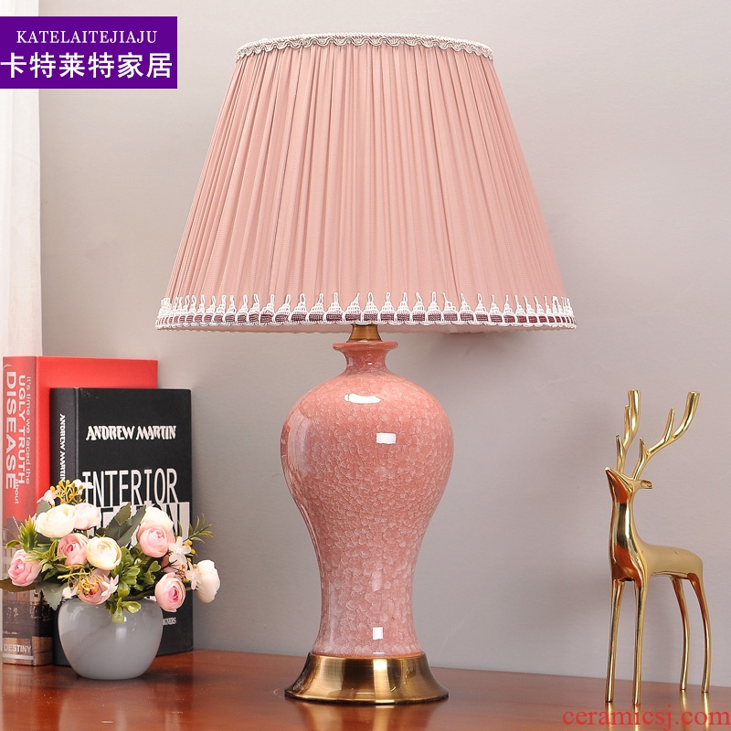 American ceramic desk lamp lamp of bedroom the head of a bed creative fashion warm warm light contracted and contemporary wedding room adornment lamps and lanterns