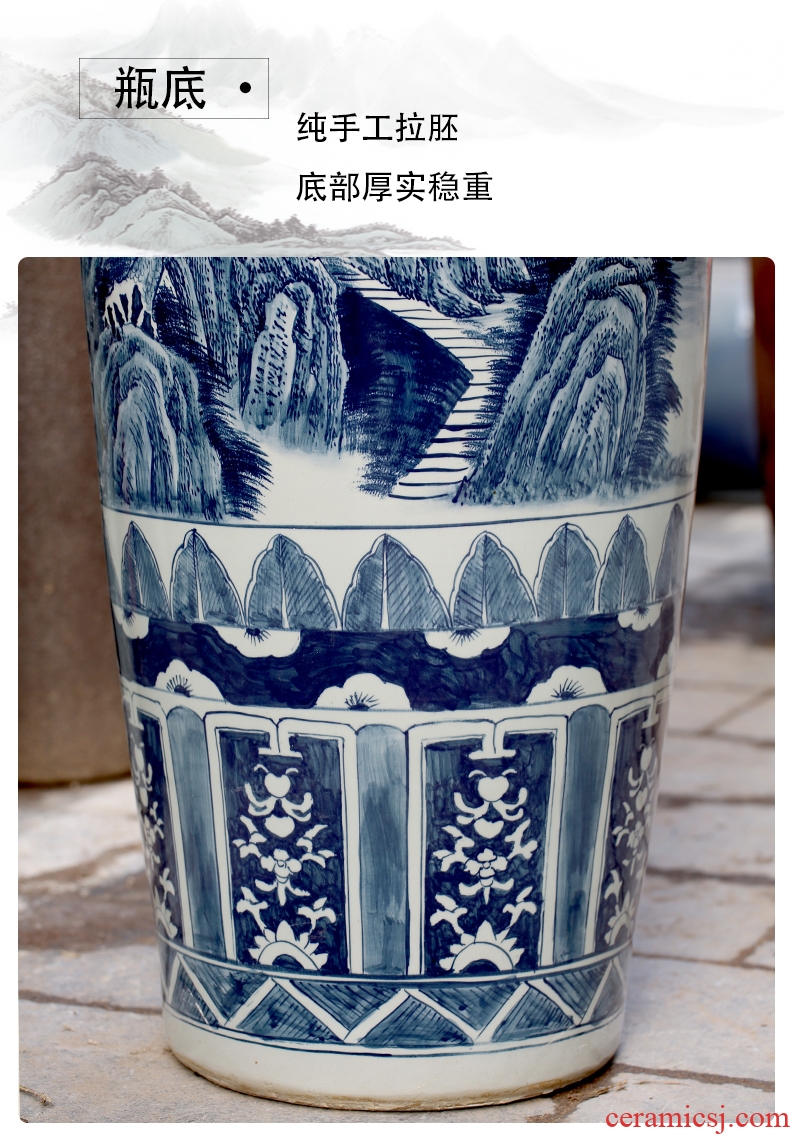 Jingdezhen ceramic vase of large sitting room adornment hand-painted blue and white porcelain hotel opening gifts corridor furnishing articles