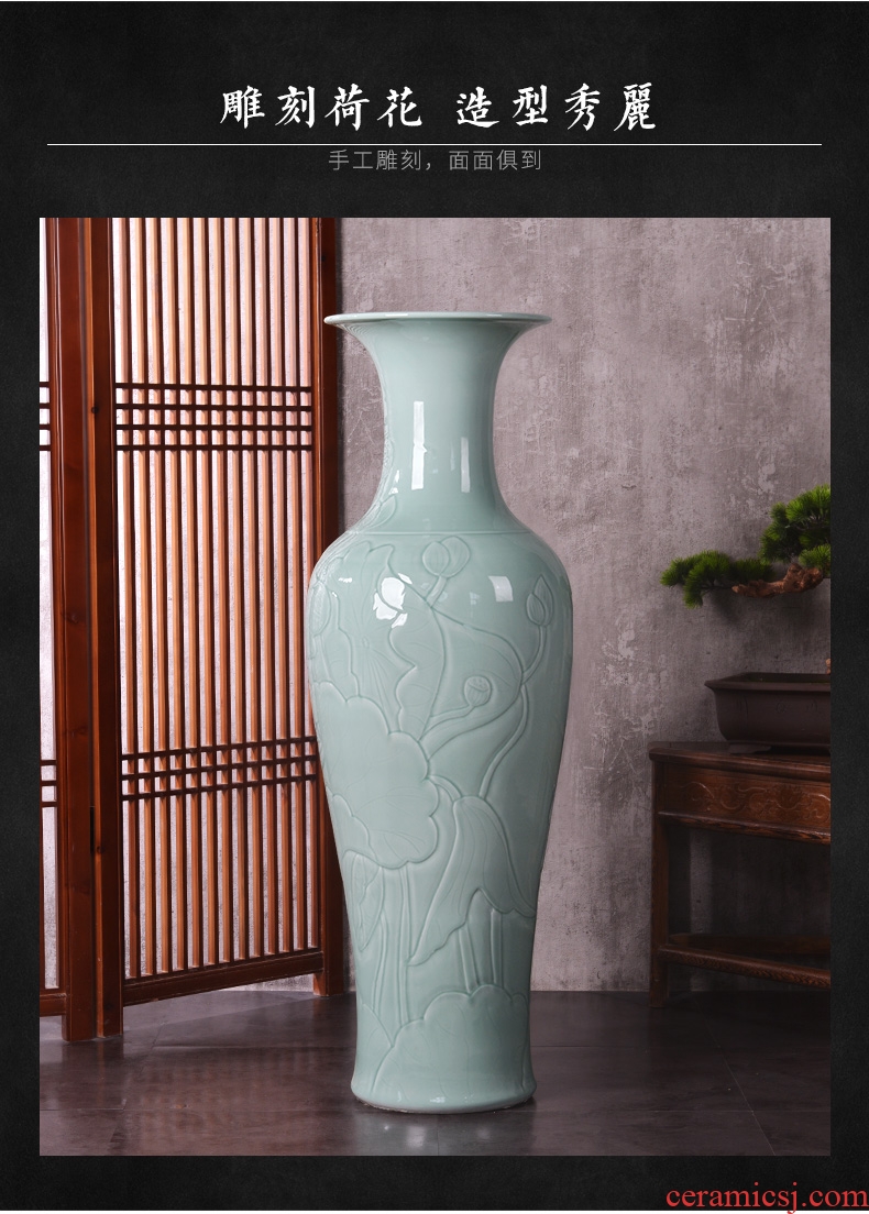 Jingdezhen ceramic Chinese carving furnishing articles sitting room of large vase accumulate large feng shui hotel opening gifts