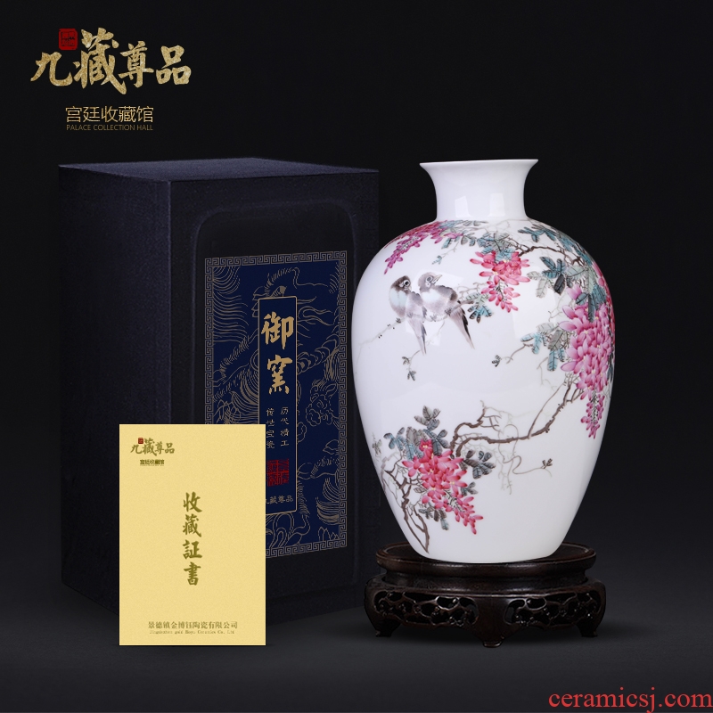 Jingdezhen ceramics Chinese hand-painted thin foetus vase sitting room porch TV ark ikebana arts and crafts decorative furnishing articles