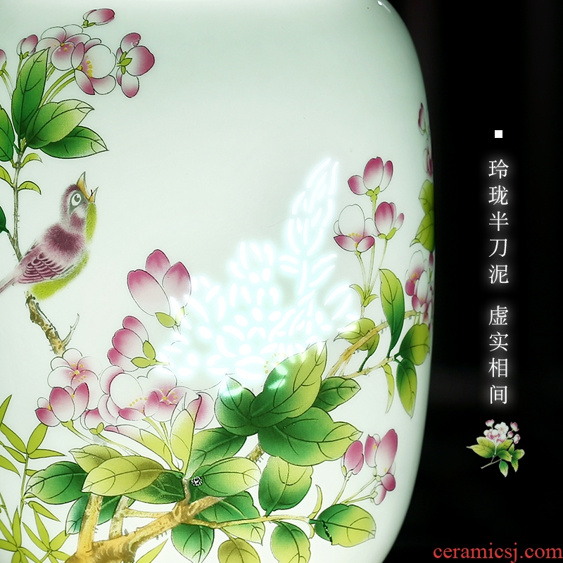 Creative thin foetus and exquisite porcelain jingdezhen ceramics vase furnishing articles sitting room flower arranging manual hand-painted Chinese style decoration