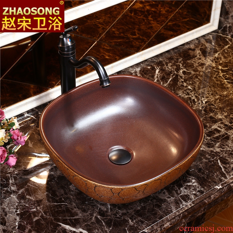 Square Europe type restoring ancient ways of pottery and porcelain of song dynasty stage basin art basin sink sink basin bathroom sinks