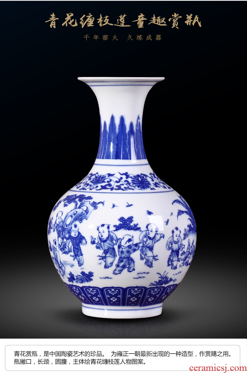 Blue and white porcelain of jingdezhen ceramics thin body blue and white porcelain vase decoration vase vase household porcelain decorations in the living room