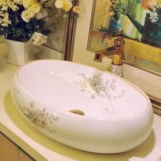 Package mail european-style oblong jingdezhen art basin lavatory sink the stage basin & ndash; Golden flower