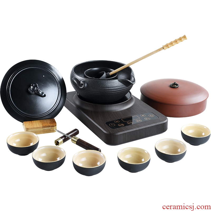 Household ancient ceramic porcelain god boiling kettle black and white pu 'er tea home points tea is the tea, the electric TaoLu suits