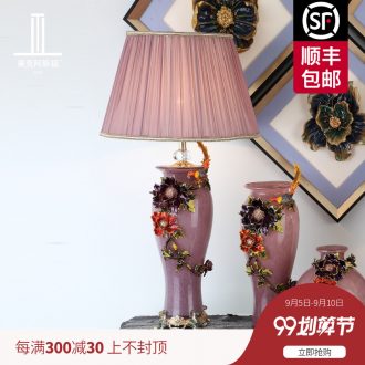 Luxury colored enamel porcelain lamp sitting room lamps and lanterns of bedroom the head of a bed classical creative type villa lighting atmosphere