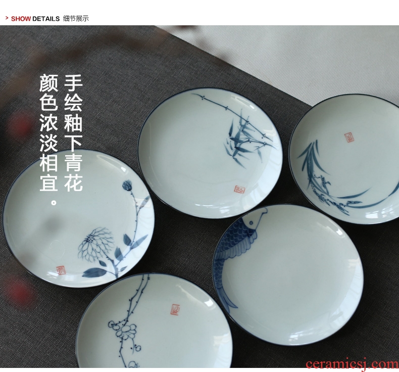 Drink to jingdezhen hand-painted teacup pad of blue and white porcelain ceramic cup spare parts for Japanese insulation pad tea cups