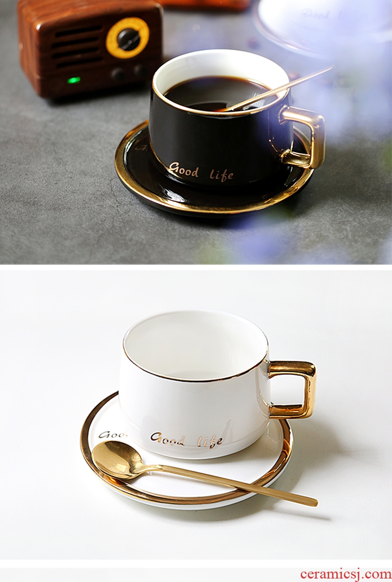 High-end luxury european-style phnom penh web celebrity ins coffee cups and saucers suit Nordic tea set ceramic creative couple cups