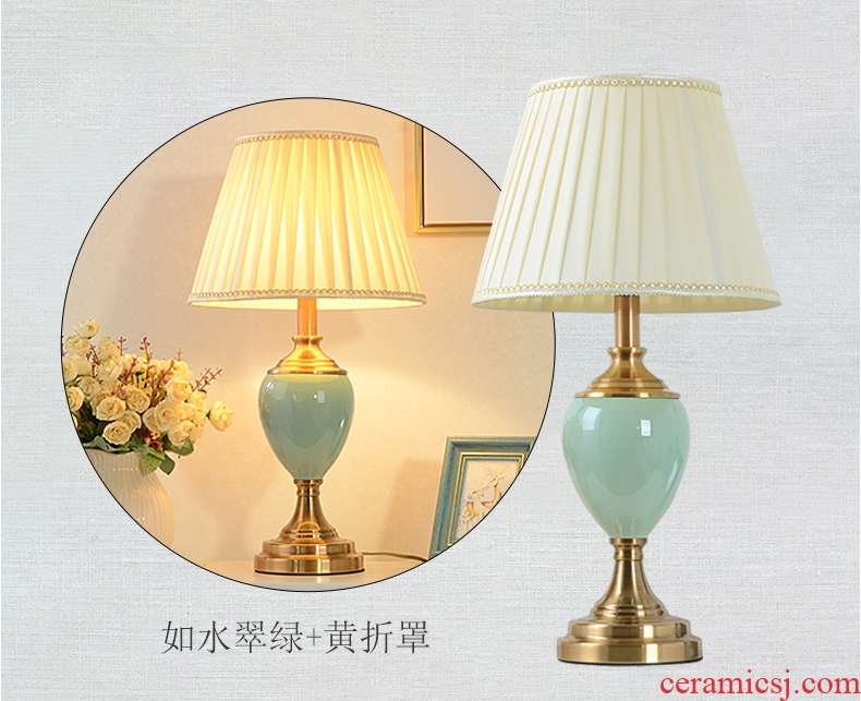 American bedroom berth lamp creative household contracted and contemporary study living room warm and creative ceramic lamp