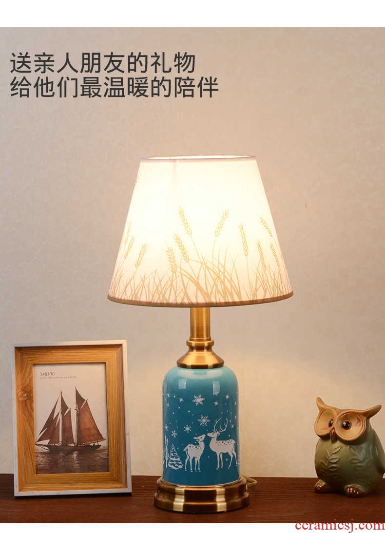 American contracted ceramic desk lamp bedroom home warm and romantic wedding room european-style Nordic ins girl bedside lamp