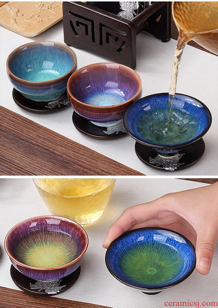 Xia Jiejian lamp that kung fu tea cups ceramic tea set Japanese hat to tea cup of the master cup single sample tea cup temmoku