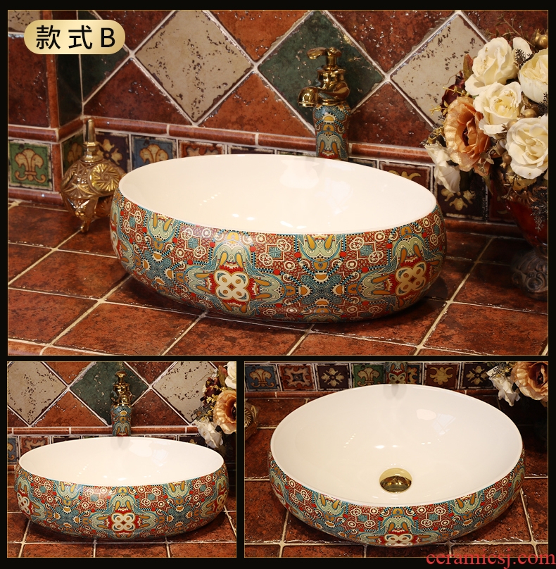 The stage basin square wash basin of household toilet lavabo Europe type restoring ancient ways of ceramic art basin lavatory basin