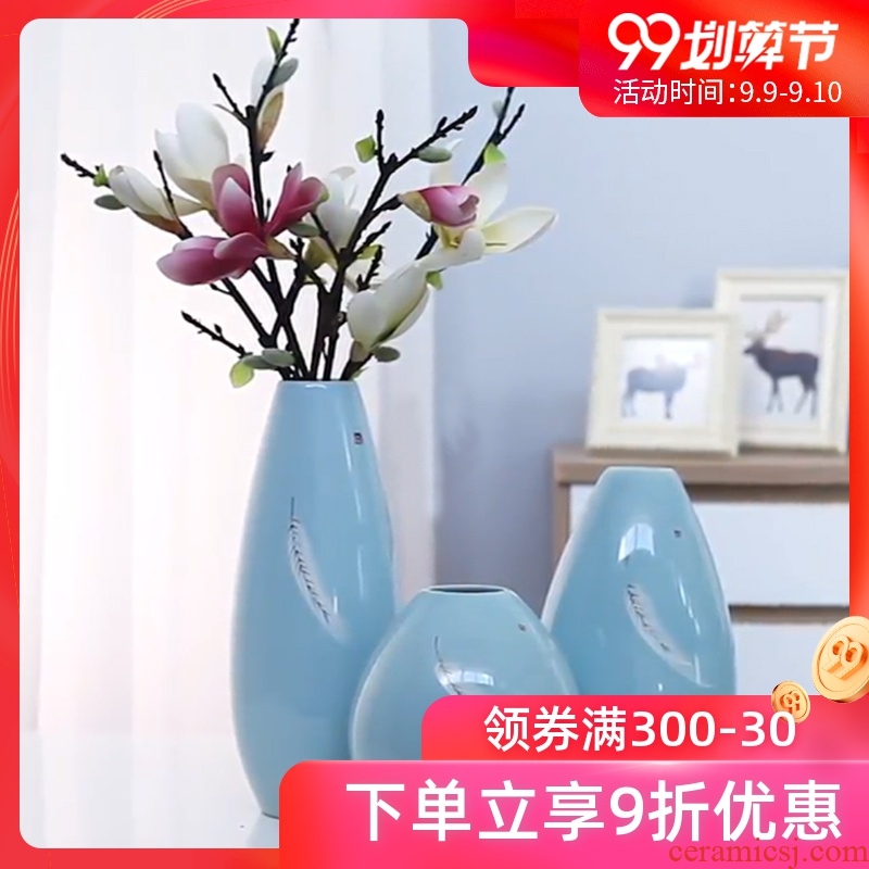 Jingdezhen vase furnishing articles sitting room flower arranging ceramic creative personality TV cabinet table porcelain home decoration
