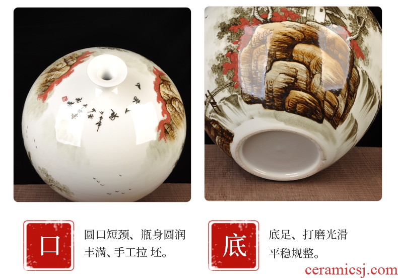 Jingdezhen ceramics furnishing articles antique hand-painted pomegranate vase flower arranging rich ancient frame sitting room of Chinese style household ornaments