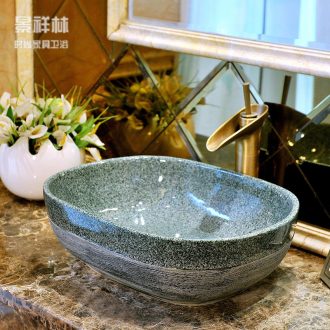 The stage basin ceramic art rectangle household lavatory basin basin bathroom Europe type restoring ancient ways is the sink