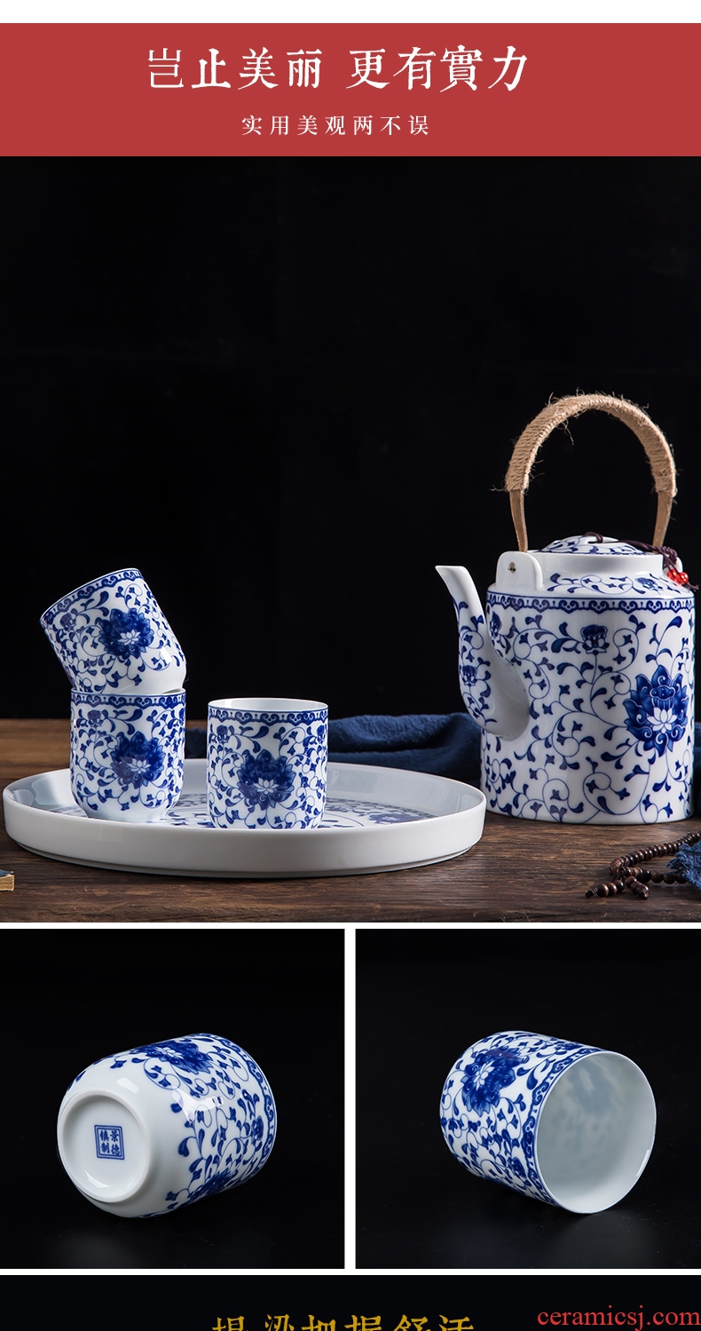 Jingdezhen ceramic teapot cool household girder kettle pot teapot high-capacity old large cold suit kettle