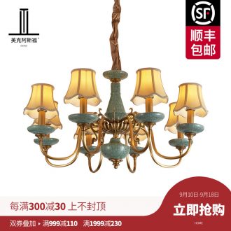 All copper pendant sitting room bedroom lamp study contracted dining-room lamp pure copper ceramic villa luxury european-style lamps and lanterns