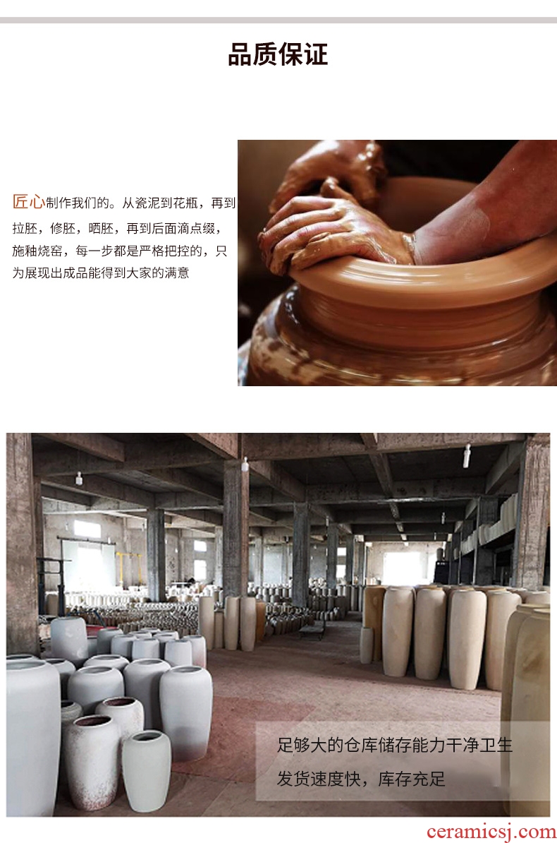 Lou qiao ground vase large Chinese style restoring ancient ways is plugged into the dried coarse pottery villa living room TV ark clay ceramic furnishing articles