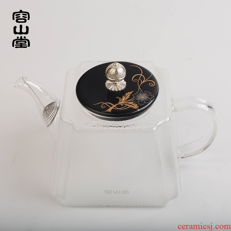 RongShan glass kettle ceramic coppering.as silver pot button # heat increase electrical TaoLu tea stove capacity boiled tea tea set