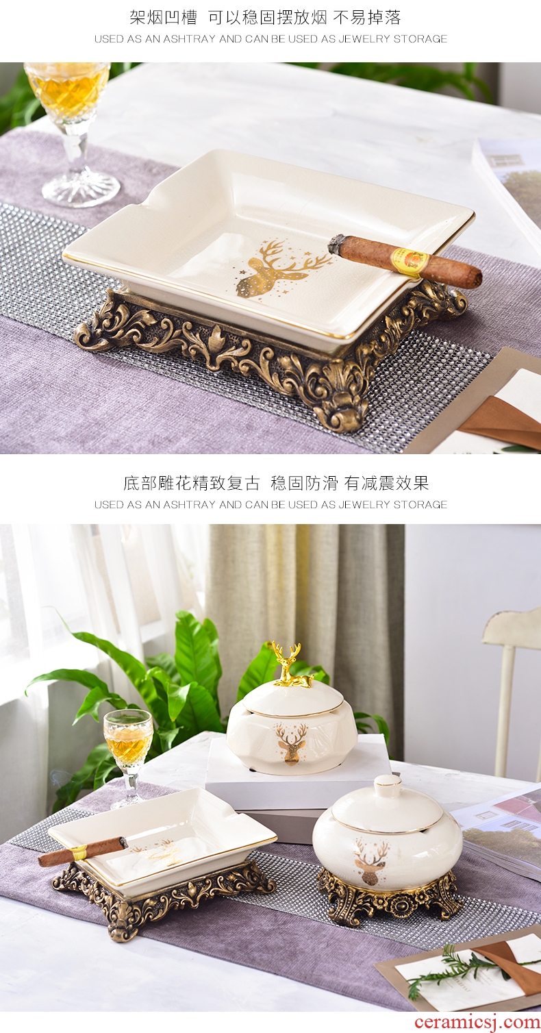 European style living room ashtray creative personality trend home furnishing articles tea table with cover female American ceramic restoring ancient ways is large