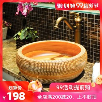 Spring rain jingdezhen ceramic stage basin waist drum retro bathroom art basin basin sink basin