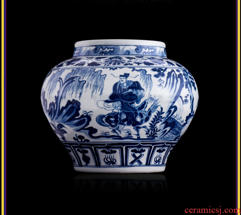 Better sealed kiln jingdezhen ceramic guiguzi down large Chinese blue and white porcelain is general furnishing articles can rich ancient frame porcelain