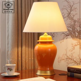 Santa marta American simple ceramic desk lamp continental warm home sitting room creative Nordic study dimming of bedroom the head of a bed