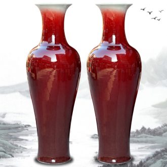 Jingdezhen ceramic glaze furnishing articles of crack home sitting room ruby red landing big vase office study adornment