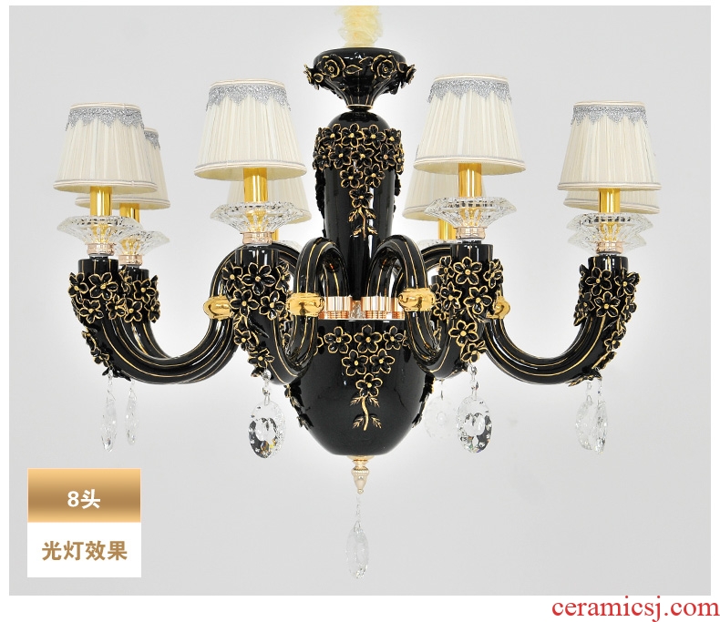 French luxury full ceramic crystal chandelier LED, elegant and creative permanent sitting room bedroom study restaurant chandeliers