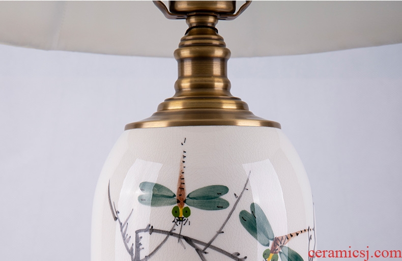 New Chinese style lamp ceramic decoration art of contemporary and contracted design Chinese wind full copper lamps and lanterns of the sitting room the bedroom of the head of a bed