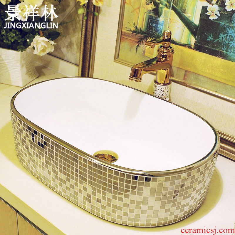 Continental basin ceramic household sink art on the square basin sink silver Mosaic