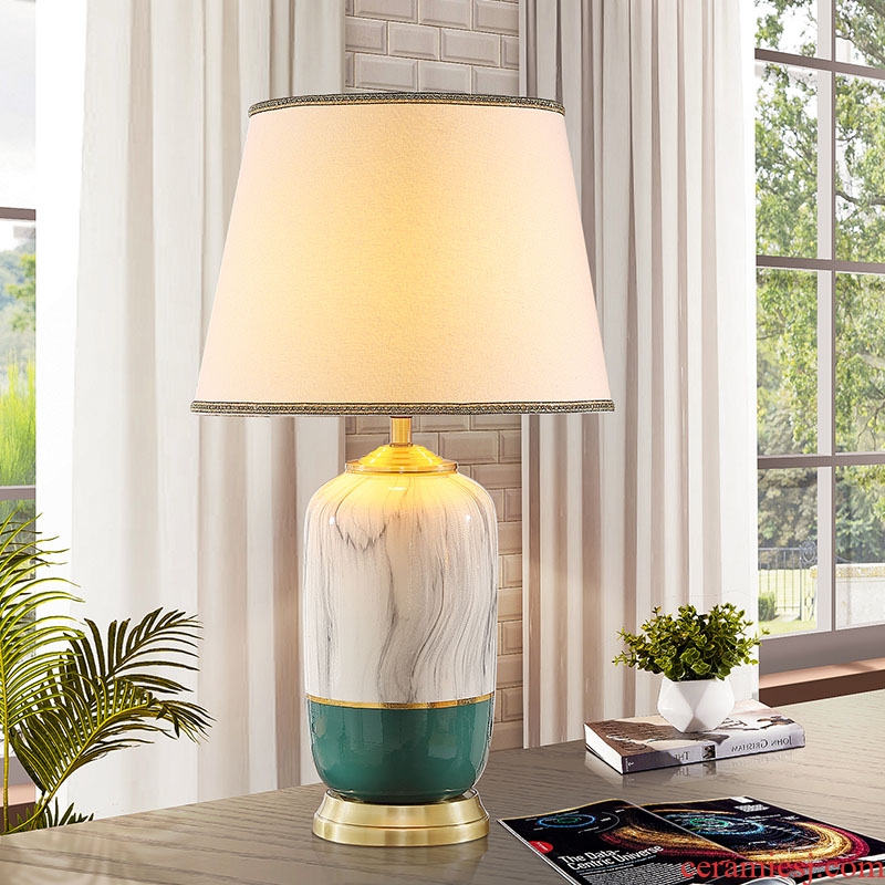 American wedding bedroom ceramic desk lamp postmodern contracted creative Nordic home bedside lamp light luxury villa living room
