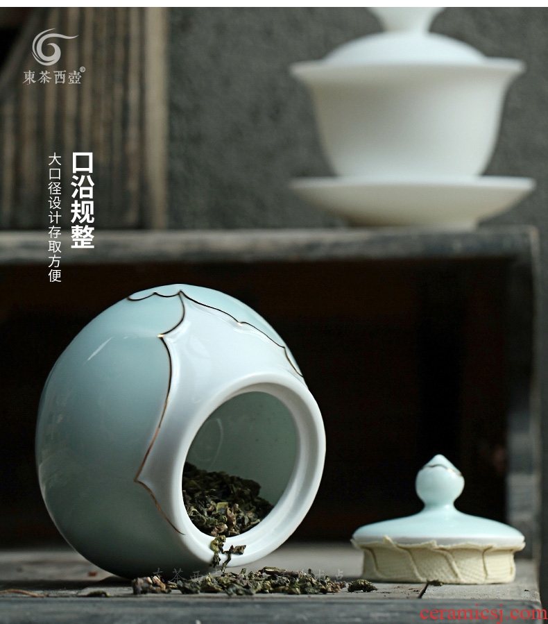 East west tea pot of celadon hand-painted paint tea pot, pu 'er tea tea urn box ceramic pot