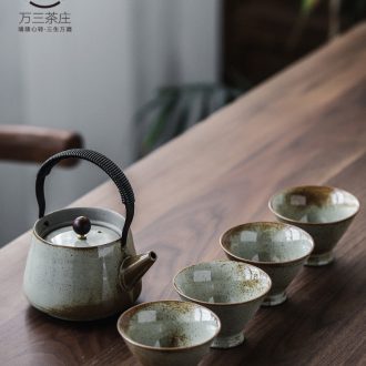 Three thousand pot of tea to girder ceramic creative household coarse pottery teapot Japanese kung fu tea tea set gift