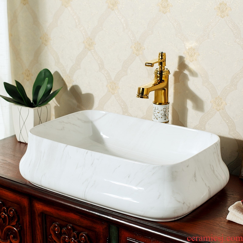 Koh larn, qi ceramic art basin on its rectangular lavabo european-style bathroom sinks marble